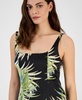 Women's Palm-Print Satin Midi Dress, Exclusively at Macy's