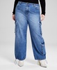 Trendy Plus Size Bungee-Cuff Cargo Jeans, Exclusively at Macy's