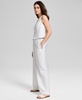 Women's Wide-Leg Side-Tie Striped Pants, Regular & Petites, Exclusively at Macy's