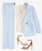 Women's Double-Breasted Blazer, Satin Sleeveless Cowlneck Blouse & High Rise Belted Wide Leg Pants, Exclusively at Macy's