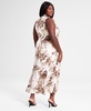 Trendy Plus Size Printed Mock Neck Sleeveless Dress, Exclusively at Macy's 