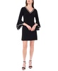 Women's Metallic-Trim Bell Sleeve Shift Dress