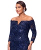 Women's Embellished Off-The-Shoulder 3/4-Sleeve Gown