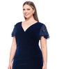 Plus Size Embellished Flutter-Sleeve Velvet Gown