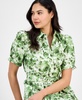 Women's Cotton Puff-Sleeve Belted Shirtdress