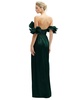 Womens Dramatic Ruffle Edge Convertible Strap Metallic Pleated Maxi Dress
