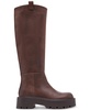 Crow Wide-Calf Lug-Sole Knee High Boots