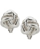 Silver-Tone Crystal Twisted Knot Button Clip Earrings