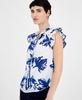 Women's Floral-Print Ruffle-Sleeve Blouse