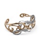 Sterling Silver and Brass Women's Cuff Bracelet Floral Leaf Design Size Small - Large