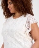 Plus Size Flutter-Sleeve Lace Overlay Blouse