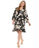 Plus Size Floral-Print Ruffled-Hem Shift Dress