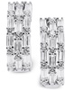 Cubic Zirconia Baguette Hoop Earrings in Sterling Silver