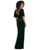 Women's Flutter Sleeve Open-Back Velvet Maxi Dress with Draped Wrap Skirt