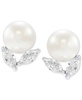 Cultured Freshwater Pearl (8mm) & Cubic Zirconia Stud Earrings in Sterling Silver