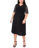 Plus Size Sheer-Sleeve Fit & Flare Dress