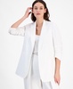 Women's Refined Linen Notch-Collar 3/4-Sleeve Open Jacket