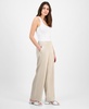 Women's Crinkled Satin Pull-On Wide-Leg High Rise Pants