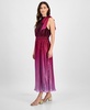Women's Pleated Bow-Neck Midi Dress