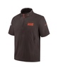 Men's Brown Cleveland Browns 2024 Sideline Coach Short Sleeve Half-Zip Hoodie Jacket
