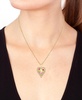 EFFY® Pink Sapphire (1/8 ct. t.w.), Ruby Accent, & Diamond (1/6 ct. t.w.) Heart Halo 18" Pendant Necklace in 14k Gold