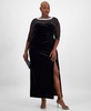 Plus Size Velvet Illusion-Yoke Gown 