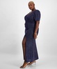 Plus Size Metallic-Knit Surplice-Neck Gown