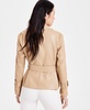 Women's Faux-Leather Belted Short Trench Jacket