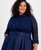 Plus Size 3/4-Sleeve A-Line Gown
