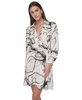 Women's Printed Faux-Wrap Long-Sleeve Dress