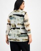 Plus Size 3/4-Sleeve Printed Mesh Top
