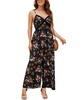 Women's Dark Floral Sleeveless V-Neck Wide Leg Jumpsuit
