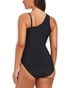 Women's Faux-Leather One-Shoulder One-Piece Swimsuit