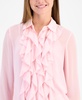 Women's Long-Sleeve Waterfall-Ruffle Blouse