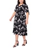 Plus Size Printed V-Neck Tie-Waist Midi Dress
