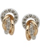 Two-Tone Crystal Linked Button Shaky Drop Earrings
