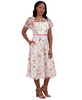 Petite Floral Flutter-Sleeve Belted Midi Dress
