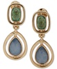 Gold-Tone Crystal Double-Stone Drop Clip Earrings