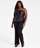 Trendy Plus Size Faux-Leather Peplum Top, Exclusively at Macy's