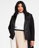 Plus Size Quilted Mixed-Media Moto Jacket
