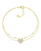 Double Row Clear Cubic Zirconia Heart Anklet in Silver Plate