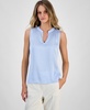 Women's Split-Neck Sleeveless Blouse, Exclusively at Macy's
