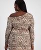 Trendy Plus Size Printed Asymmetric Drape Top, Exclusively at Macy's