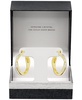 Crystal Small Crossover Hoop Earrings, 0.95" in Silver Plate or Gold Plate