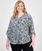 Plus Size Printed Roll-Tab-Sleeve Tunic