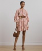 Women's Floral Voile Tiered Tie-Neck Dress