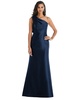 Plus Size Bow One-Shoulder Satin Trumpet Gown