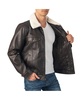 Aaron Mens Fitted Trucker Jacket Sherpa Collar Faux Leather Casual Coat