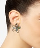 Gold-Tone Multi-Stone Crystal Large Flower Stud Earrings