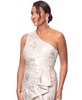 Women's Metallic Jacquard One-Shoulder Gown